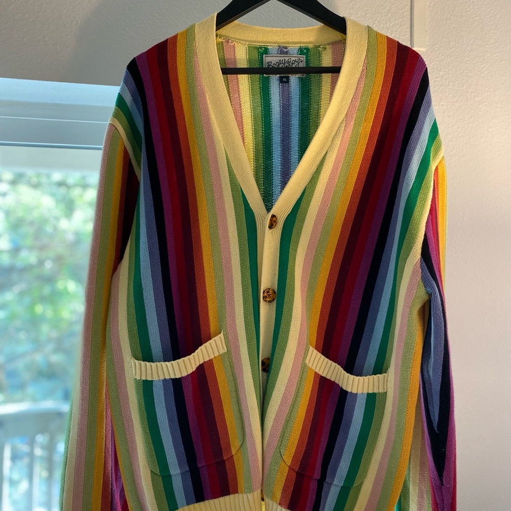 Bogey Boys Golf Rainbow Vertical Stripe Cardigan